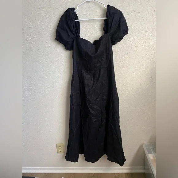 Reformation Black Linen Denver Midi Dress - Picture 4 of 8